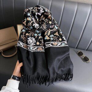 New Women’s Winter Cashmere Scarf Embroidered Pashmina Blanket Thick Shawl Wrap